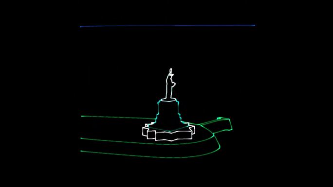 激光投影 美国 自由女神像 山体投影