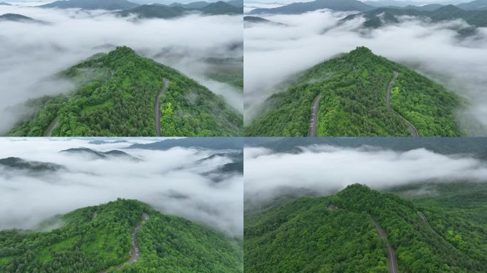 航拍云海盘山公路