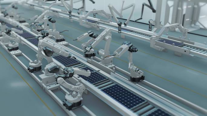 未来科技智能自动化光伏太阳能板生产车间