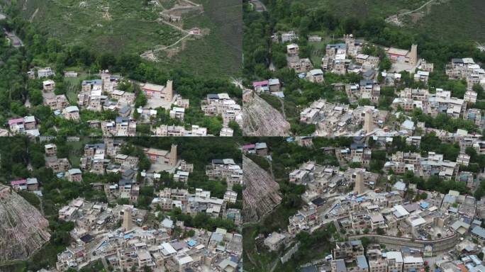 四川阿坝理县甘堡藏寨航拍-01