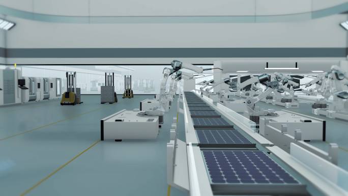 自动化光伏太阳能板生产线生产制造工厂车间