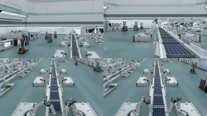 自动化光伏太阳能板生产线生产制造工厂车间