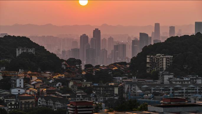 重庆市南岸区黄角垭城市大景日落延时