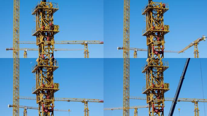 北京城市基建 工地塔吊组装延时