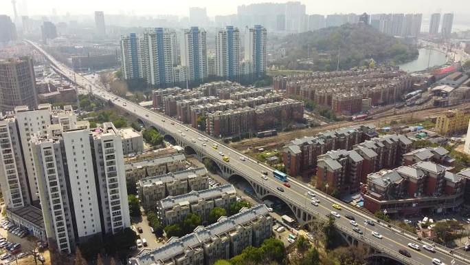 南京城市、高架外景航拍