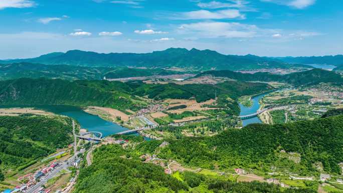 辽宁本溪太子河小市自然风景航拍