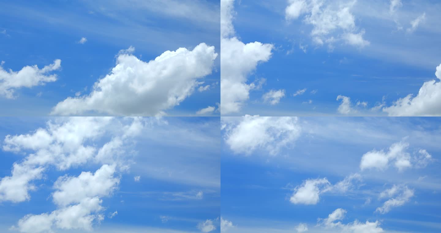 4K蓝天白云延时拍摄蓝色的天空白色的云朵