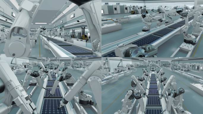光伏太阳能板生产制造车间企业智能机械手