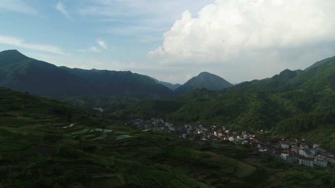 航拍浙江丽水市缙云县大源镇山区农村乡村