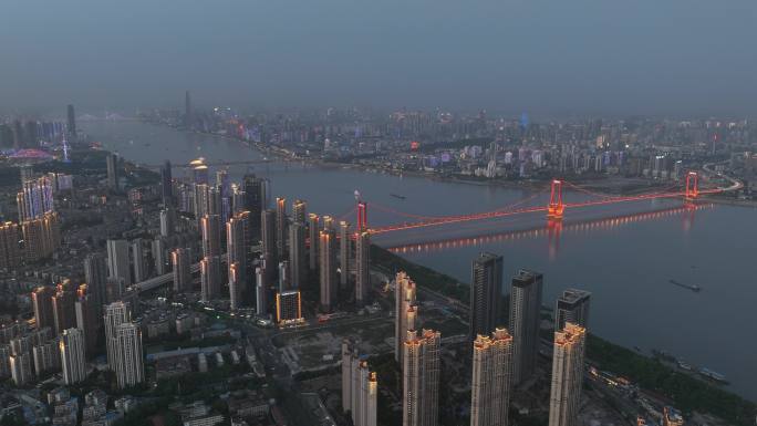 武汉夜景延时鹦鹉洲大桥长江夜景延时摄影