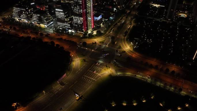 大型十字路口环绕延时 夜景 原素材