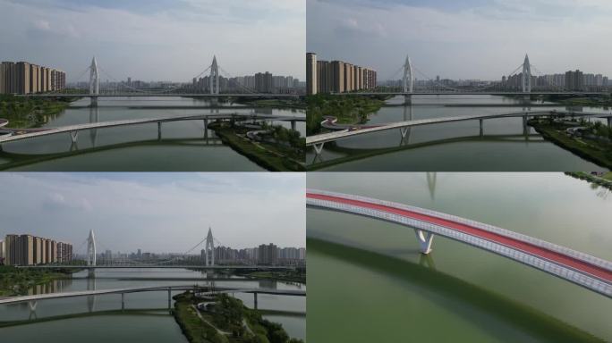 西安渭河元朔大桥4K浐灞灞河航拍3