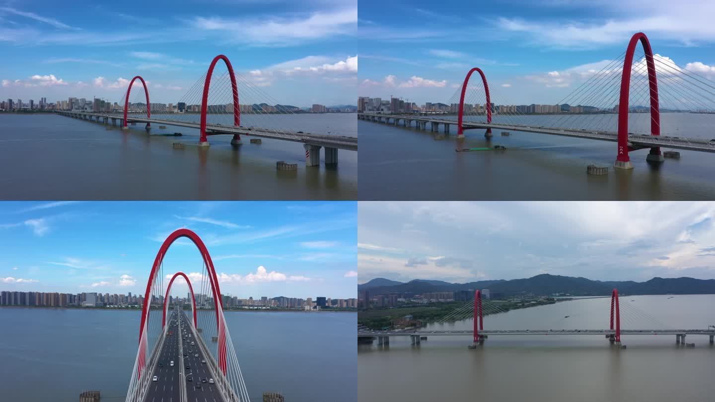 杭州钱塘江 之江大桥延时 航拍