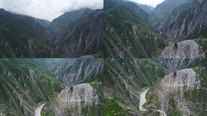 四川阿坝茂县羌乡古寨风景航拍