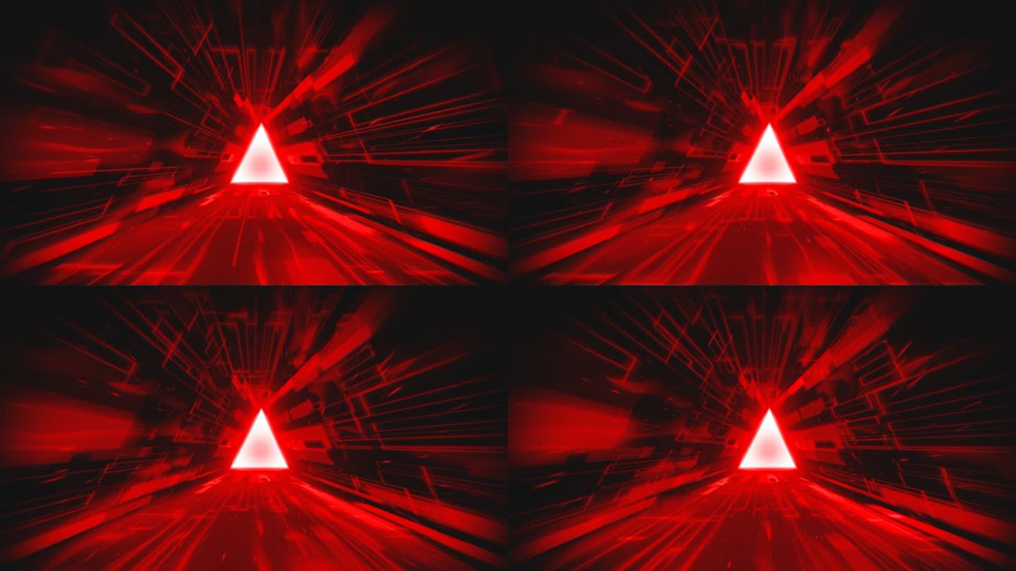 红色科技感三角形冲屏，穿梭三角形隧道