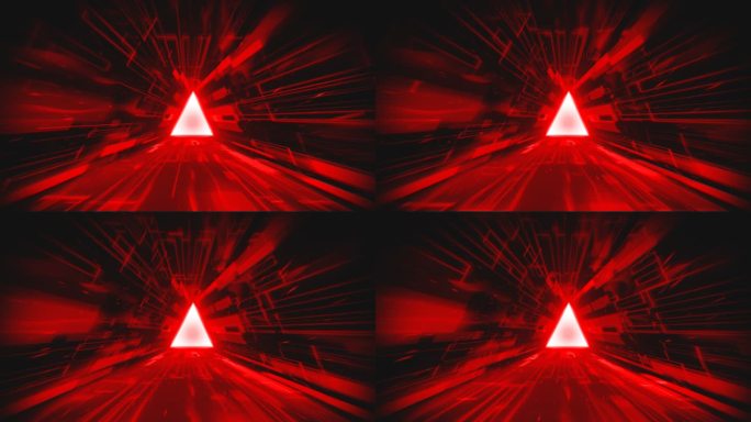 红色科技感三角形冲屏，穿梭三角形隧道