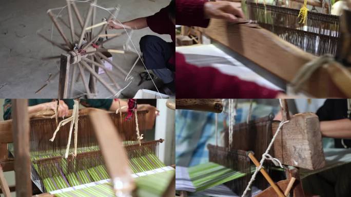 纺线织布传统老粗布加工