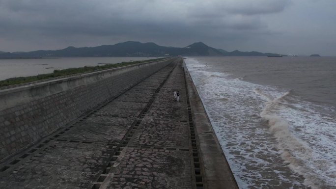 台州温岭城南大斗山海边航拍