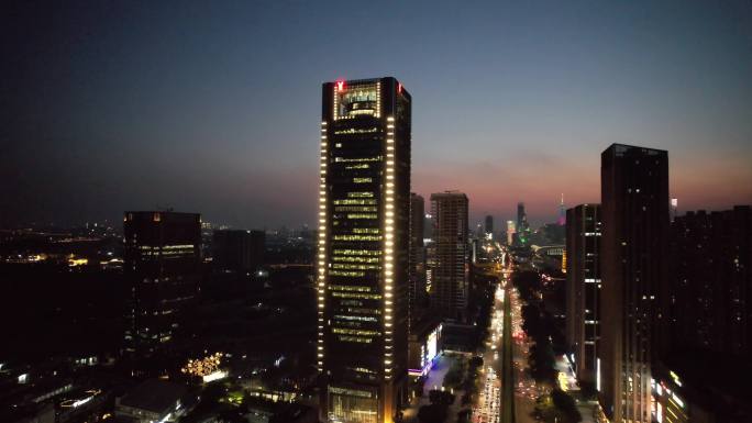 广州地铁万胜大厦航拍夜景