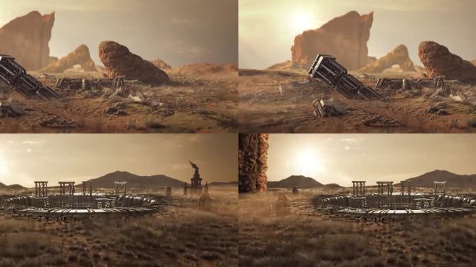 火星沙漠科幻概念场景C4D工程文件