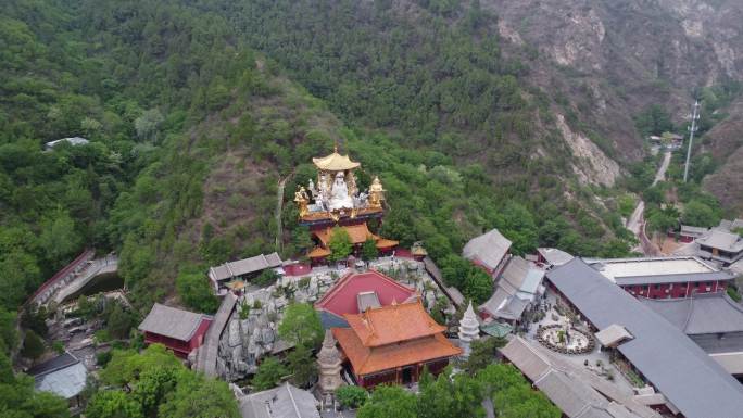 白瀑寺魔幻寺庙古寺门头沟北京航拍高清风景