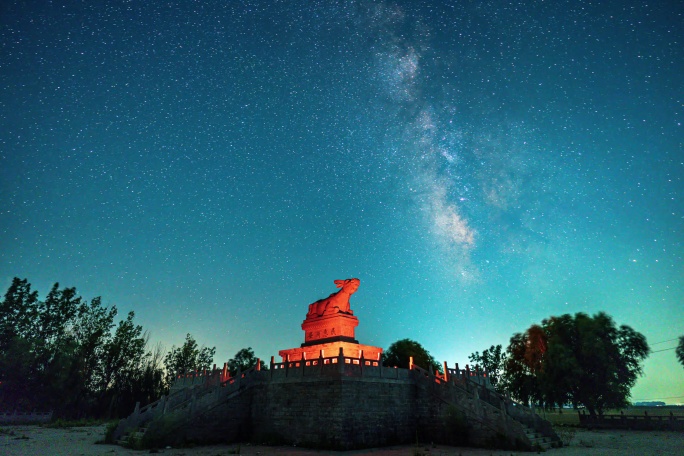 大荔县黄河观景平台云海银河星空延时摄影