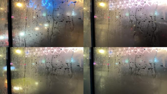 4K原创 玻璃雨滴窗户雨水珠