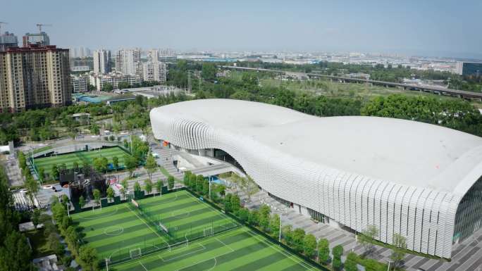 成都新都香城体育中心大运会航拍延时
