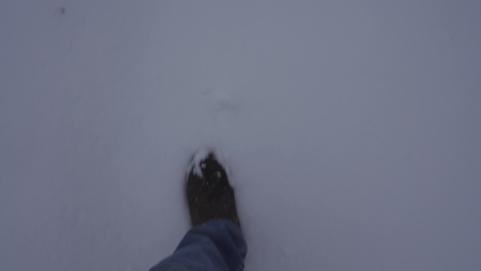 雪地行走的脚步主观镜头丨HLG原素材