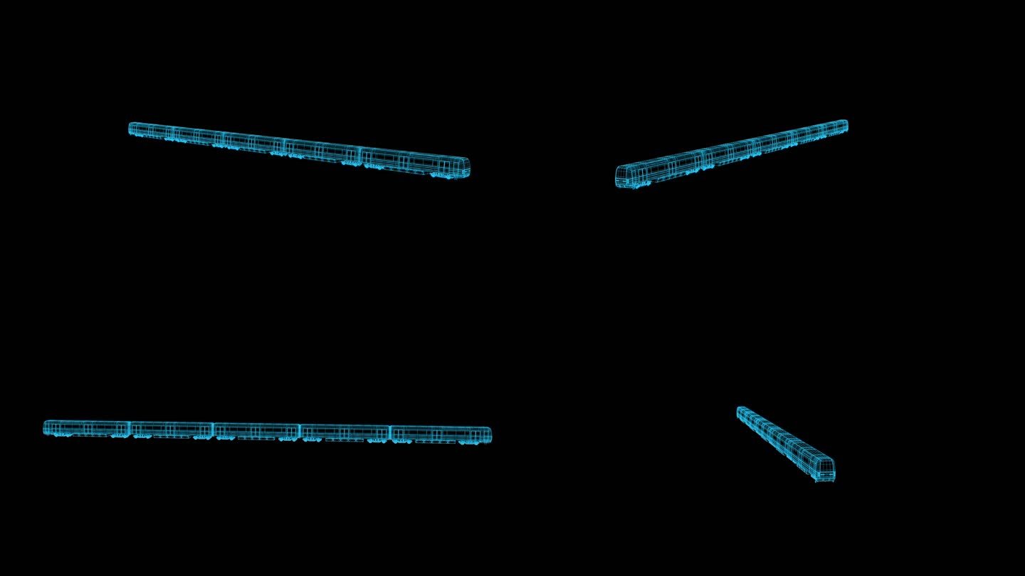 蓝色科技全息动车火车循环带通道