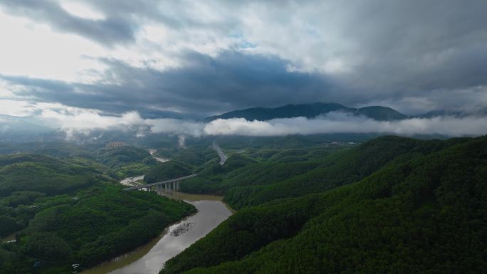 海南中线高速公路航拍延时