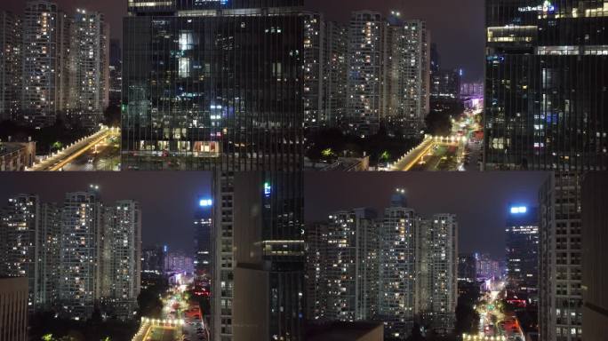 晚上航拍深圳南山科技园百度总部