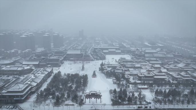 航拍呼和浩特4k宣传片03 大召雪景