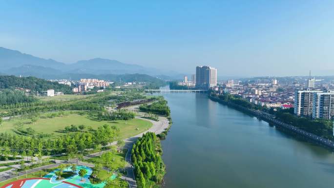 远安沮河桃花岛公园航拍