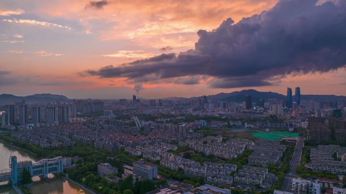 城市夕阳大气延时