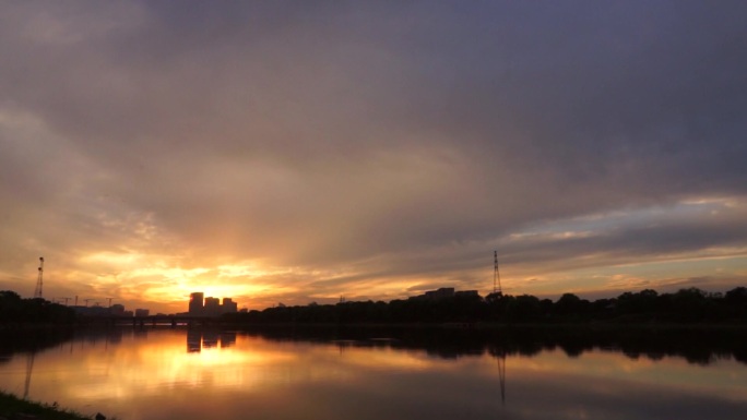 夕阳红傍晚落日余晖夕夕阳西斜暮色苍茫