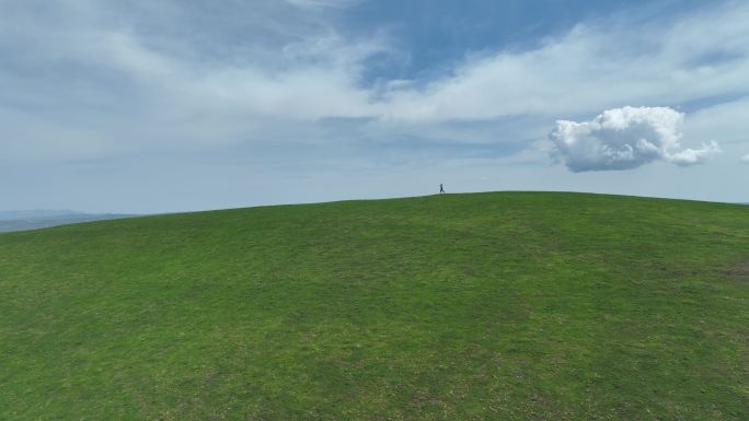 草原上一个人奔跑