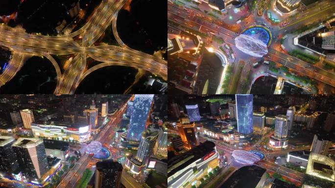 上海市城市地标车流公路交通运输夜晚夜景航