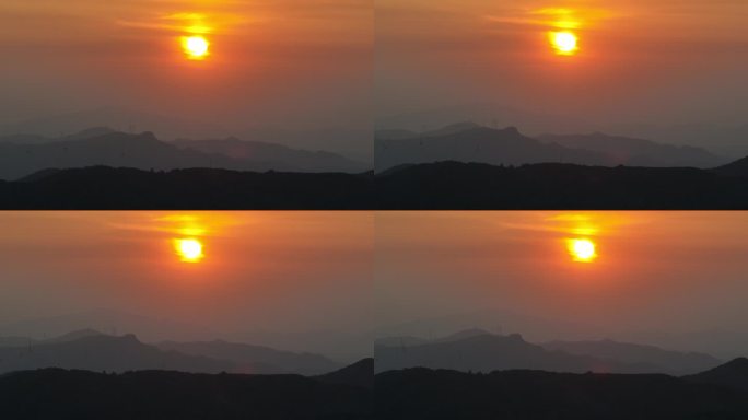 大山日出日落夕阳晚霞航拍