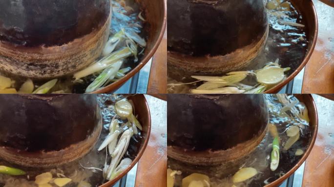 铜锅涮锅沸腾加水慢动作一组