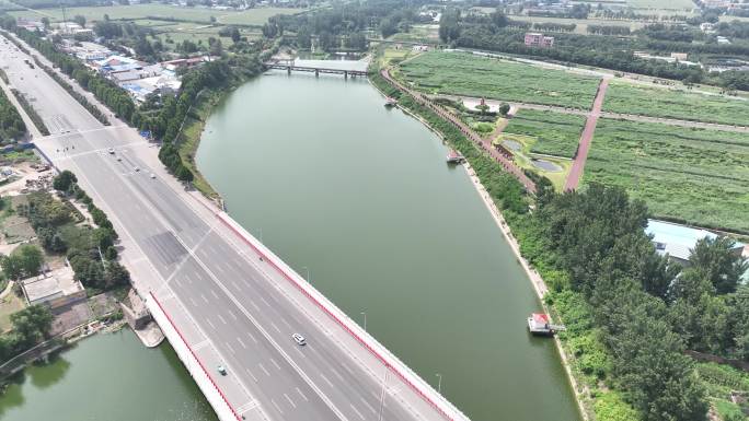 河南许昌禹州城市大景地标建筑颍河航拍