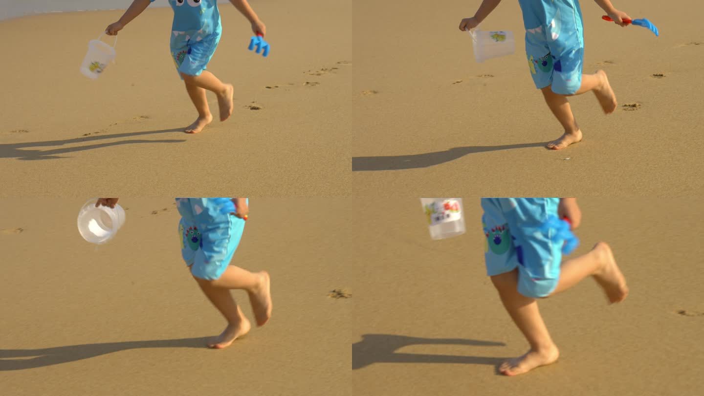 奔跑在沙滩的小朋友