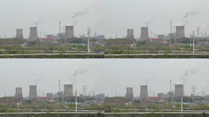 锅炉排放浓烟滚滚城市工业污染
