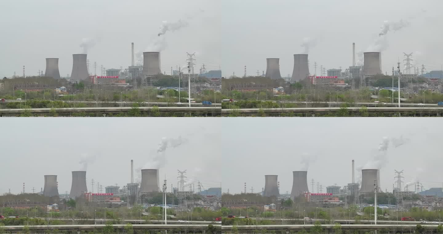 锅炉排放浓烟滚滚城市工业污染