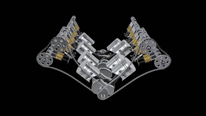 V8汽车发动机工作原理透明背景