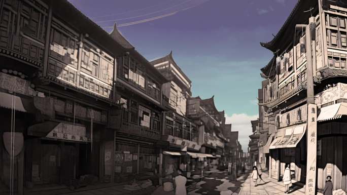 建国初期城镇街道南宁旧貌沿街商铺场景2