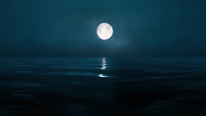 大海月亮倒影月夜