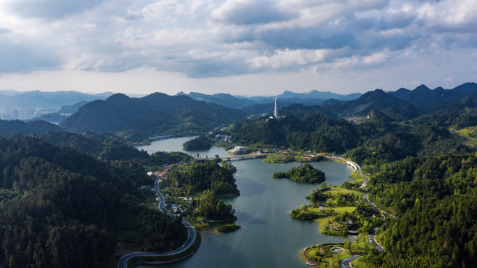 贵州生态公园都匀绿博园航拍城市宣传素材