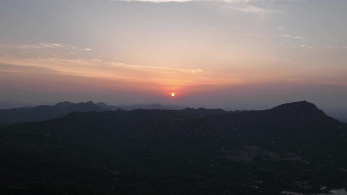 大山日出日落夕阳晚霞航拍