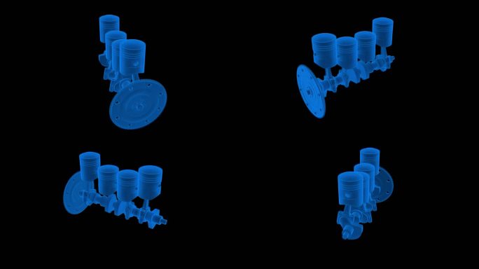 全息动画 内燃机 4个活塞